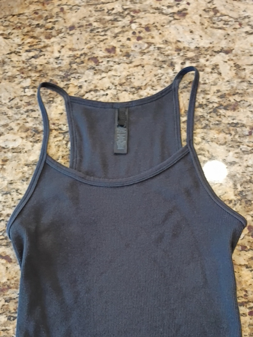 Skims Soot Cotton Ribbed Racerback Tank Top - Picture 2 of 6